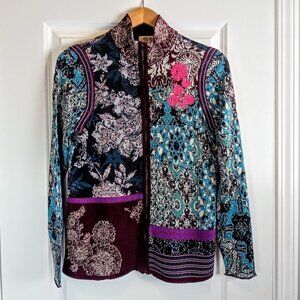 Per Se by Carlisle Multicolor Full Zip Metallic Knit Cardigan